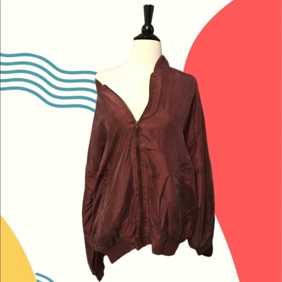 80s 90s 100% Silk bomber jacket vintage - Picture 3 of 9